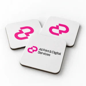 Dessous de verre personnalisés avec le logo All Print & Digital Services